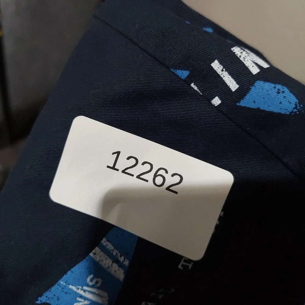 Nautica Shorts Mens 32 Navy Cotton Chino Slim Fit Nautical Print 9 Inseam Summer